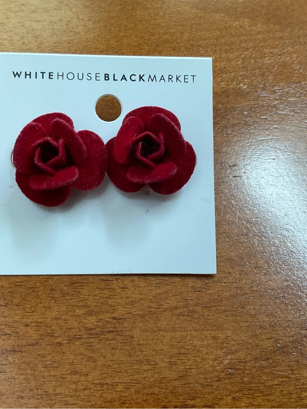 White House Black Market Deep Red Rose earrings NWT